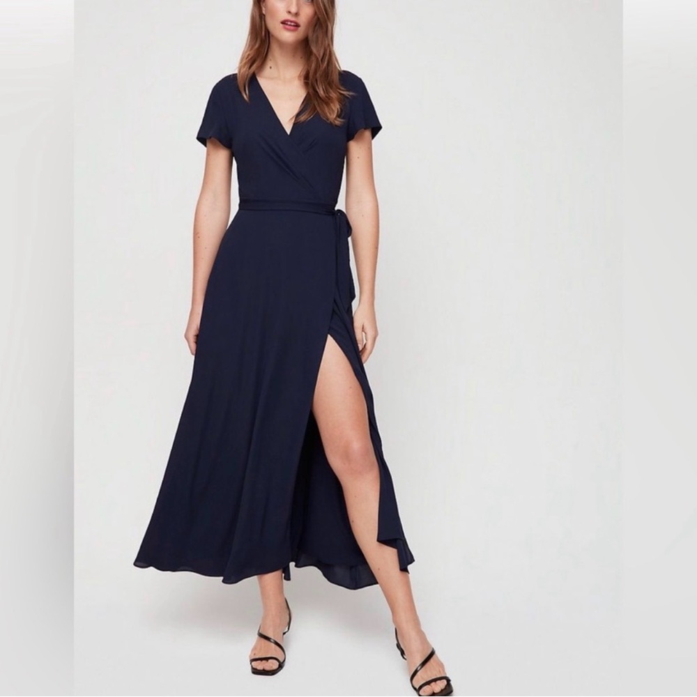 Aritzia Babaton Wrap Maxi Dress NWT | Pure Indigo | Size S